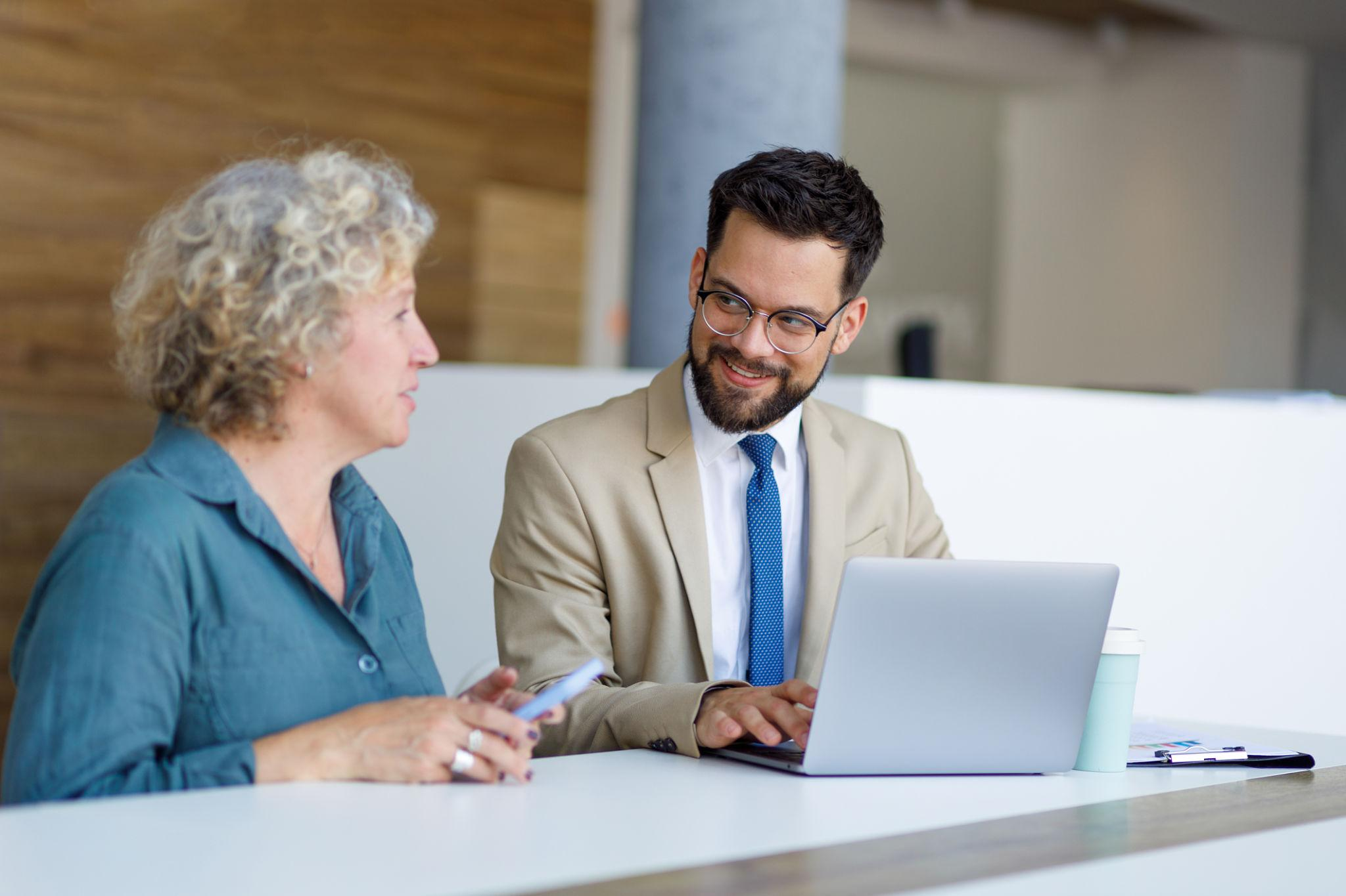Financial planner reviewing a client's plan